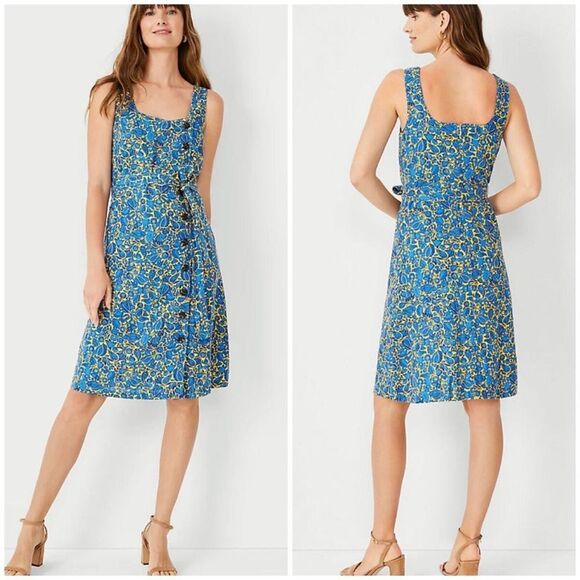 🌼 Ann Taylor Linen Blend Dress – Size 8 – Fully Lined 🌼 - Picture 1 of 14